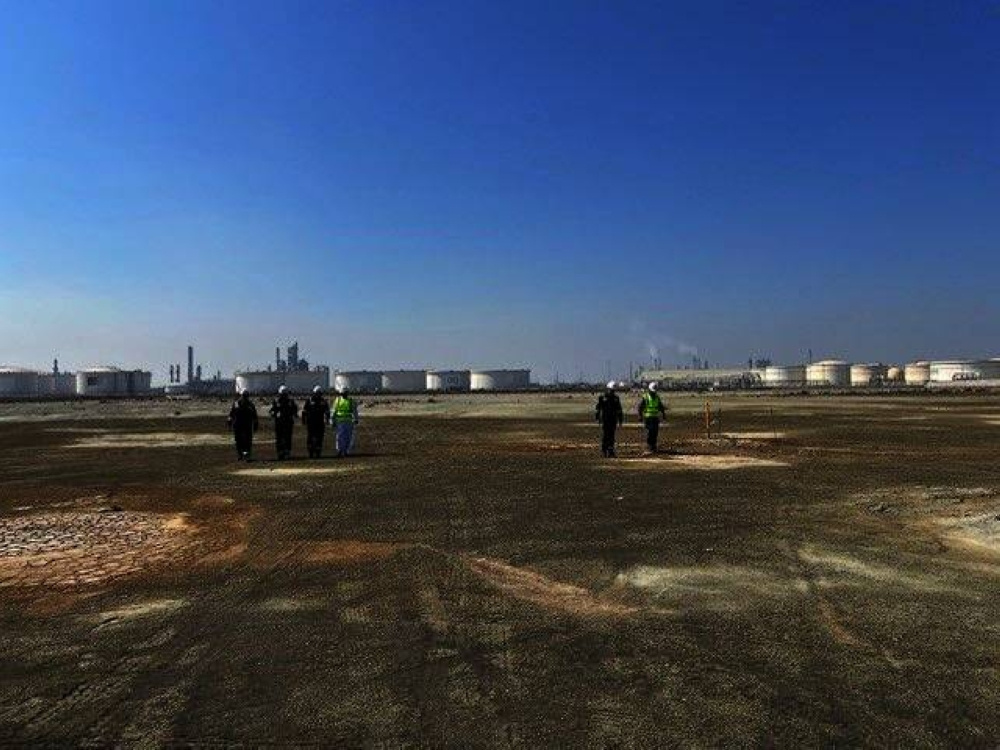 Officials touring the site of the Marsa LNG project at Sohar Port.