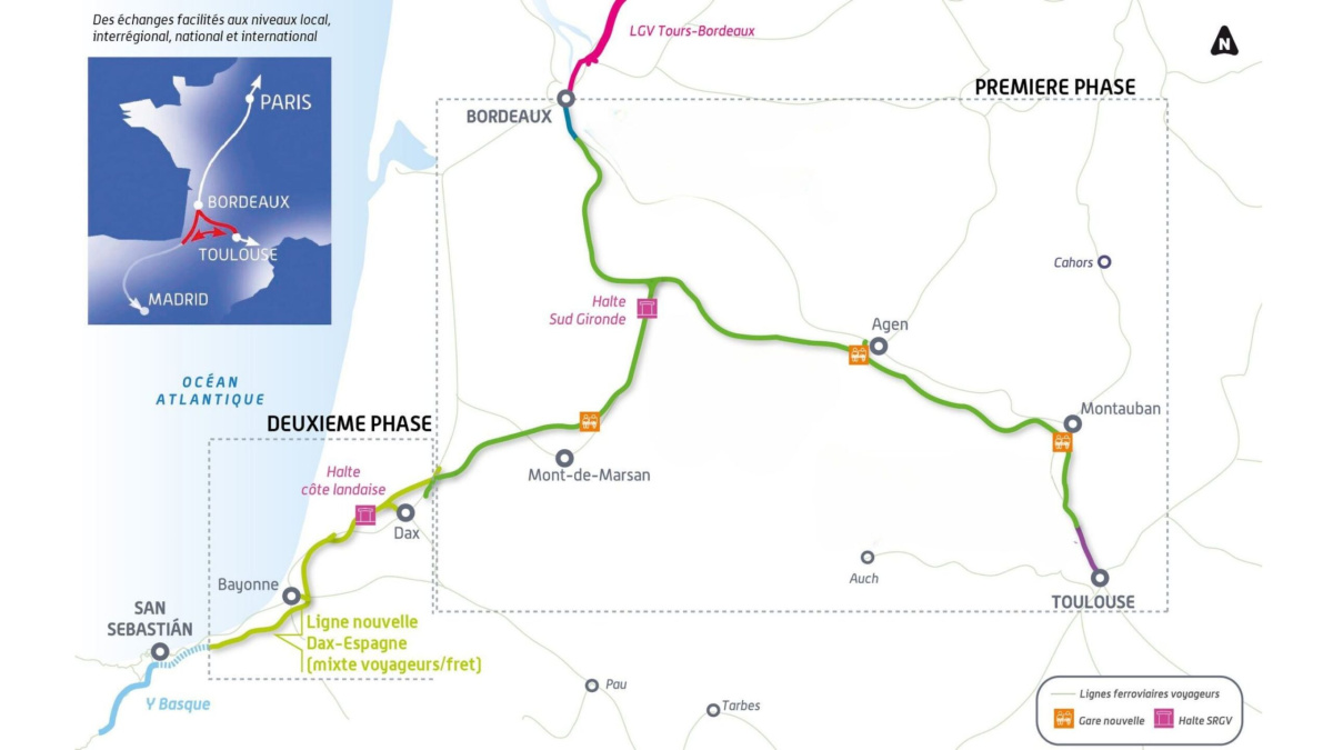 Map of the Grand Projet Ferroviaire du Sud-Ouest (GPSO), courtesy of the Prefect of the Gironde